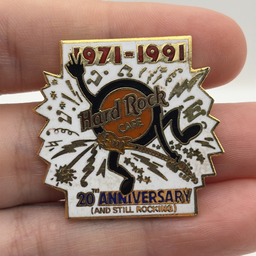 Hard Rock Cafe 20th Anniversary And Still Rocking 1971-1991 Lapel Hat Pin
